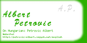albert petrovic business card
